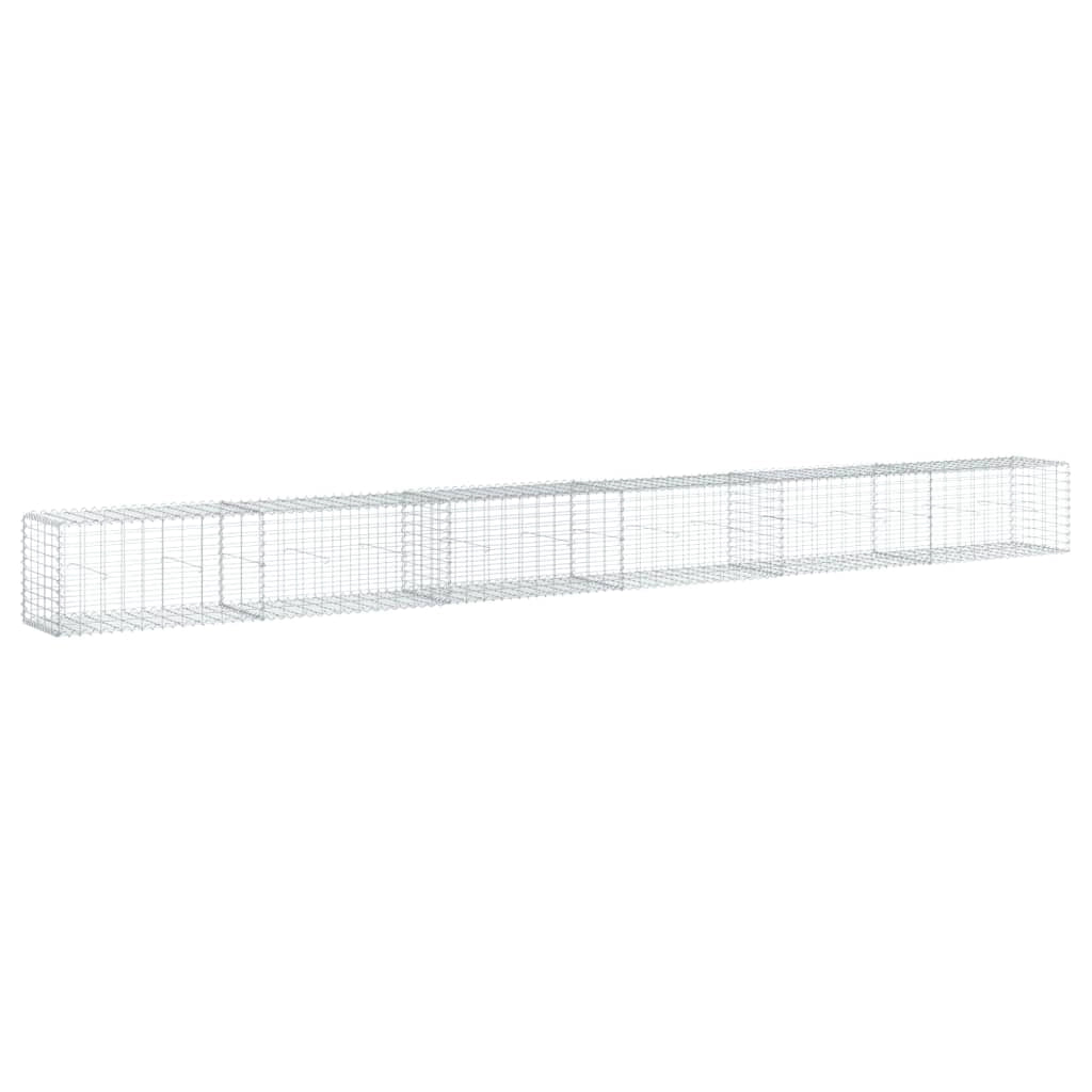 Gabbione recinto a gabbia muro di contenimento con coperchio 600 x 50 x 50 cm ferro zincato argento 02_0040186
