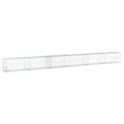 Gabbione recinto a gabbia muro di contenimento con coperchio 600 x 50 x 50 cm ferro zincato argento 02_0040186