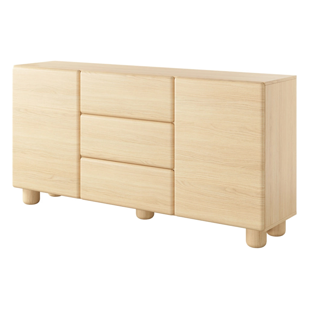 Madia Hamonene, Credenza 3 Cassetti, 160x38x80h cm Marrone Rovere