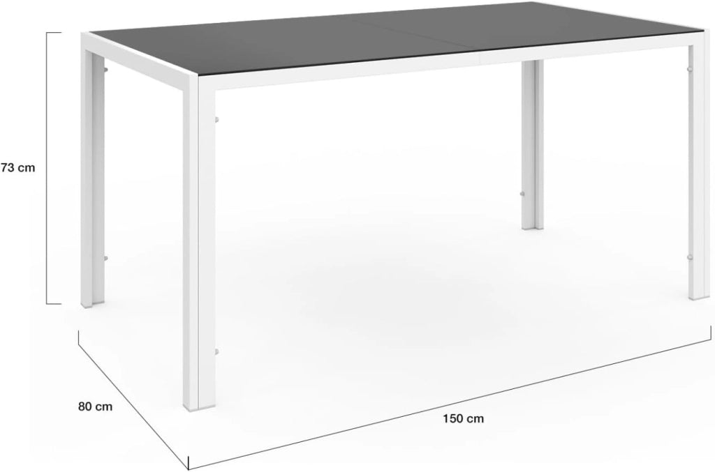 Set di mobili da Giardino Madrid Tavolo 150 CM e 6 sedie impilabili Bianco e Grigio