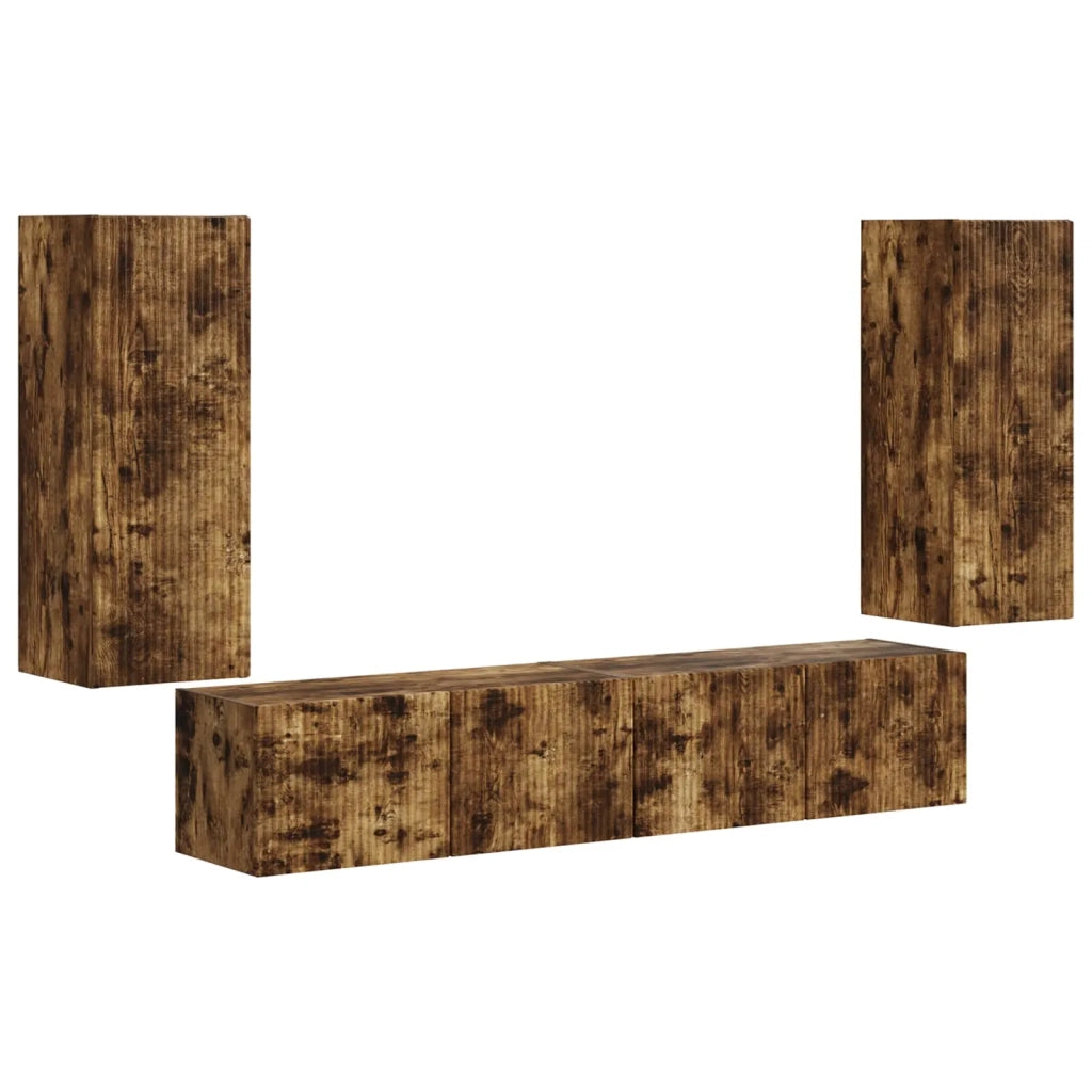 Set di Mobiletto da TV a Parete 4 pcs Rovere fumé