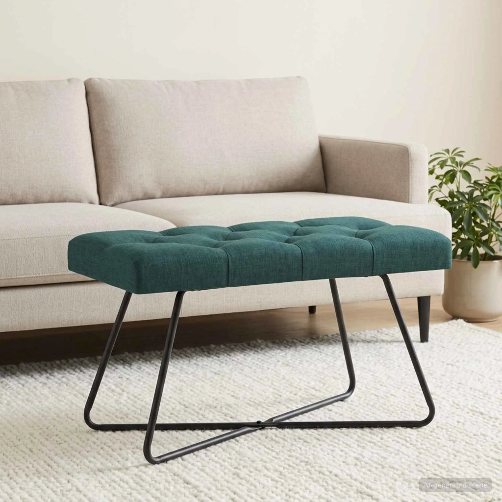 Panchina con bottoni imbottiti Verde Scuro 80 x 40 x 46 cm 42038362