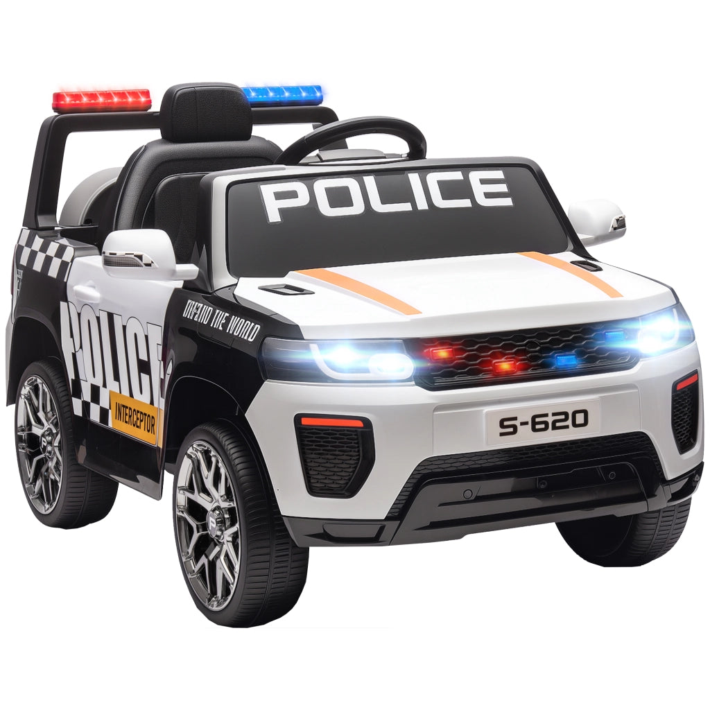 Auto Elettrica Polizia per Bambini con Telecomando ¨C Xylo ¨C Bianco con Sirena e Sospensioni
