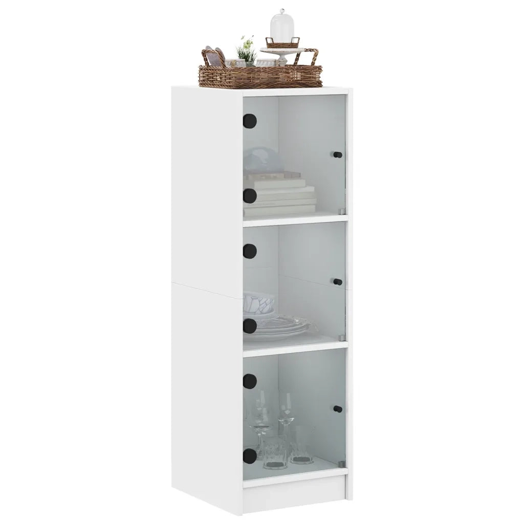 Credenza con Ante in Vetro Bianca 35x37x109 cm 836385