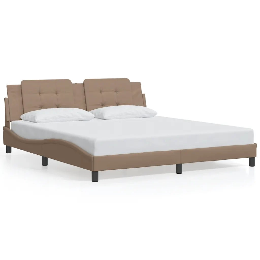 Giroletto con Luci LED Cappuccino 180x200 cm in Similpelle