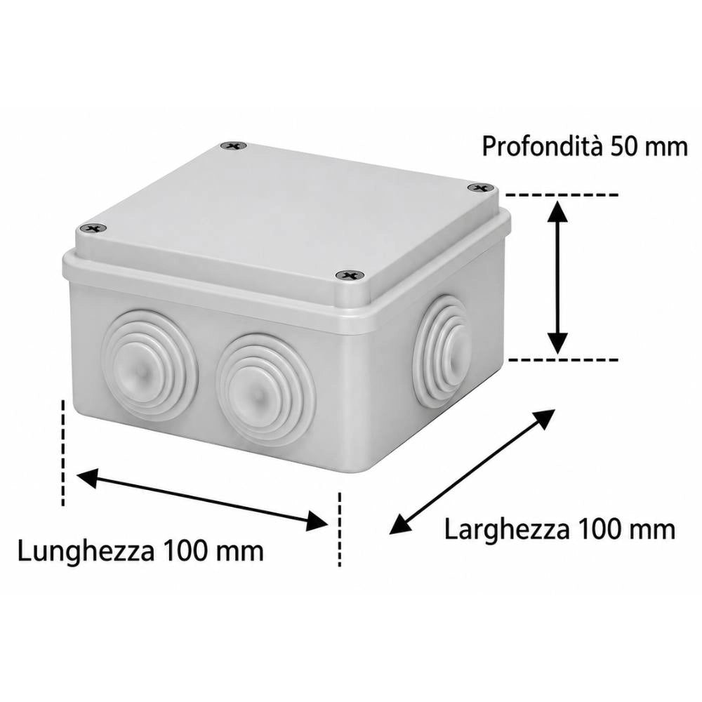 Cassetta di derivazione stagna per impianti elettrici *** dimensioni 100 x 100 x 50 millimetri, confezione 1