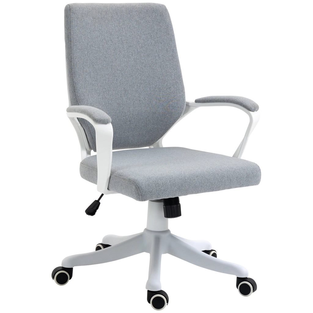 Sedia Operativa da Ufficio 62x69x92-102 cm in Tessuto Effetto Lino Grigia