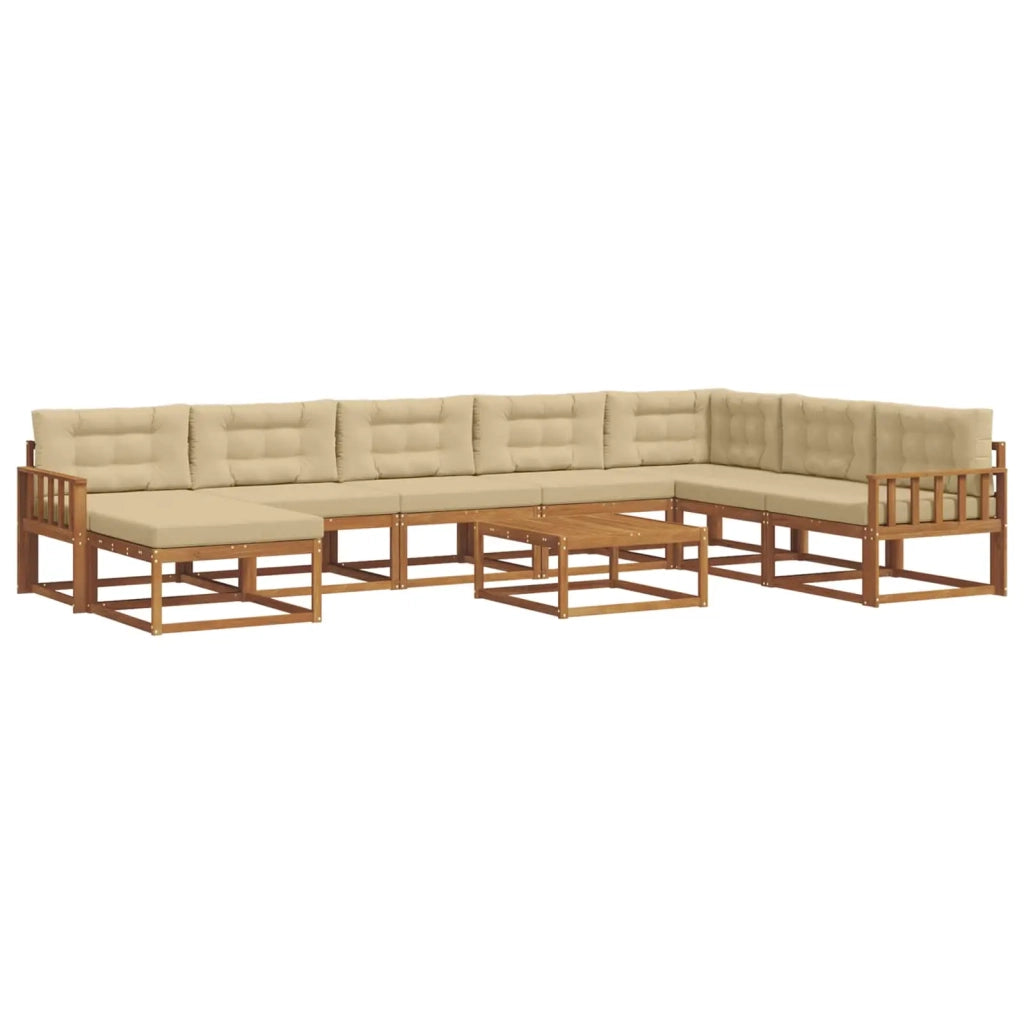 Set di divani da esterno con cuscino 9 pcs Naturale e Beige 3368031