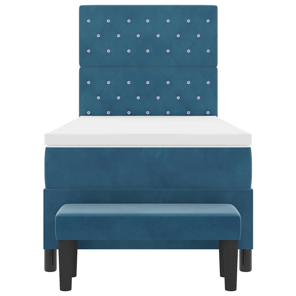 Letto a molle con materasso Blu scuro 100 x 200 cm Velluto 3344430