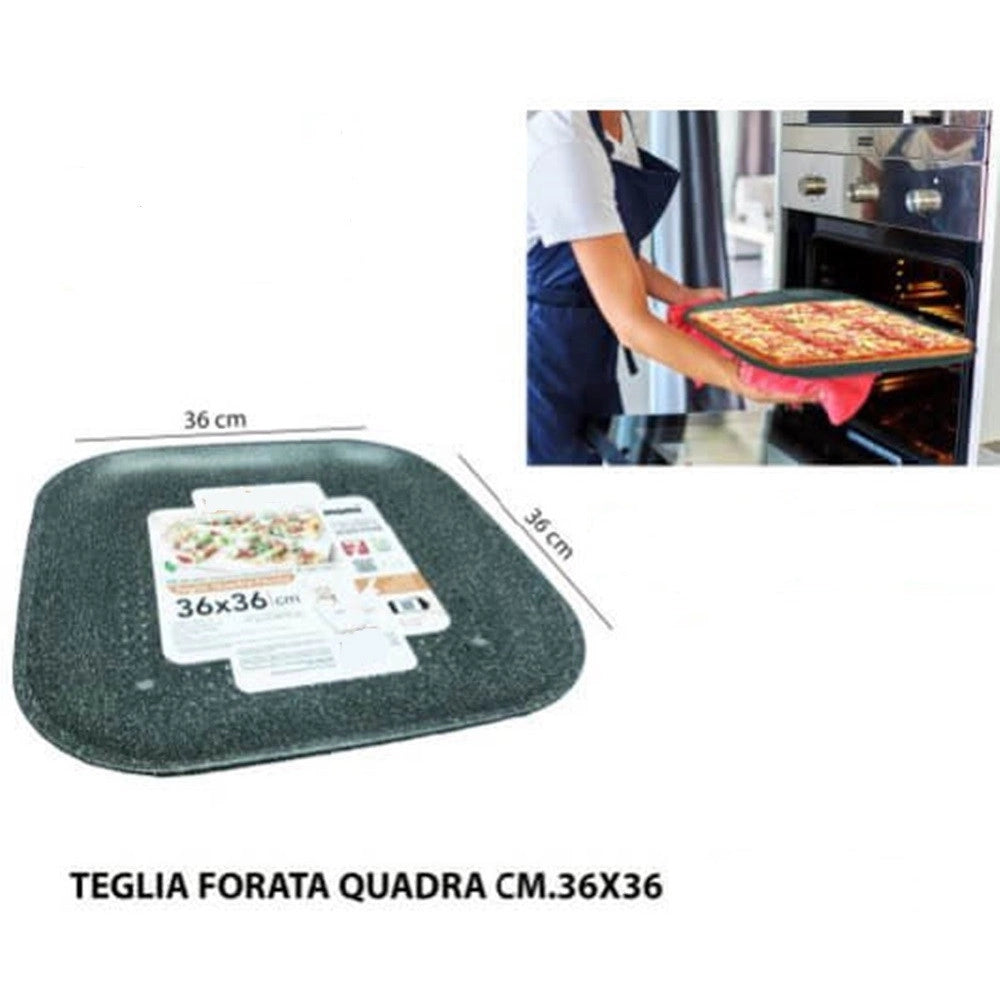 Trade Shop - Teglia Pizza Forata Ruoto In Alluminio Con Rivestimento Antiaderente In Varie Forme -