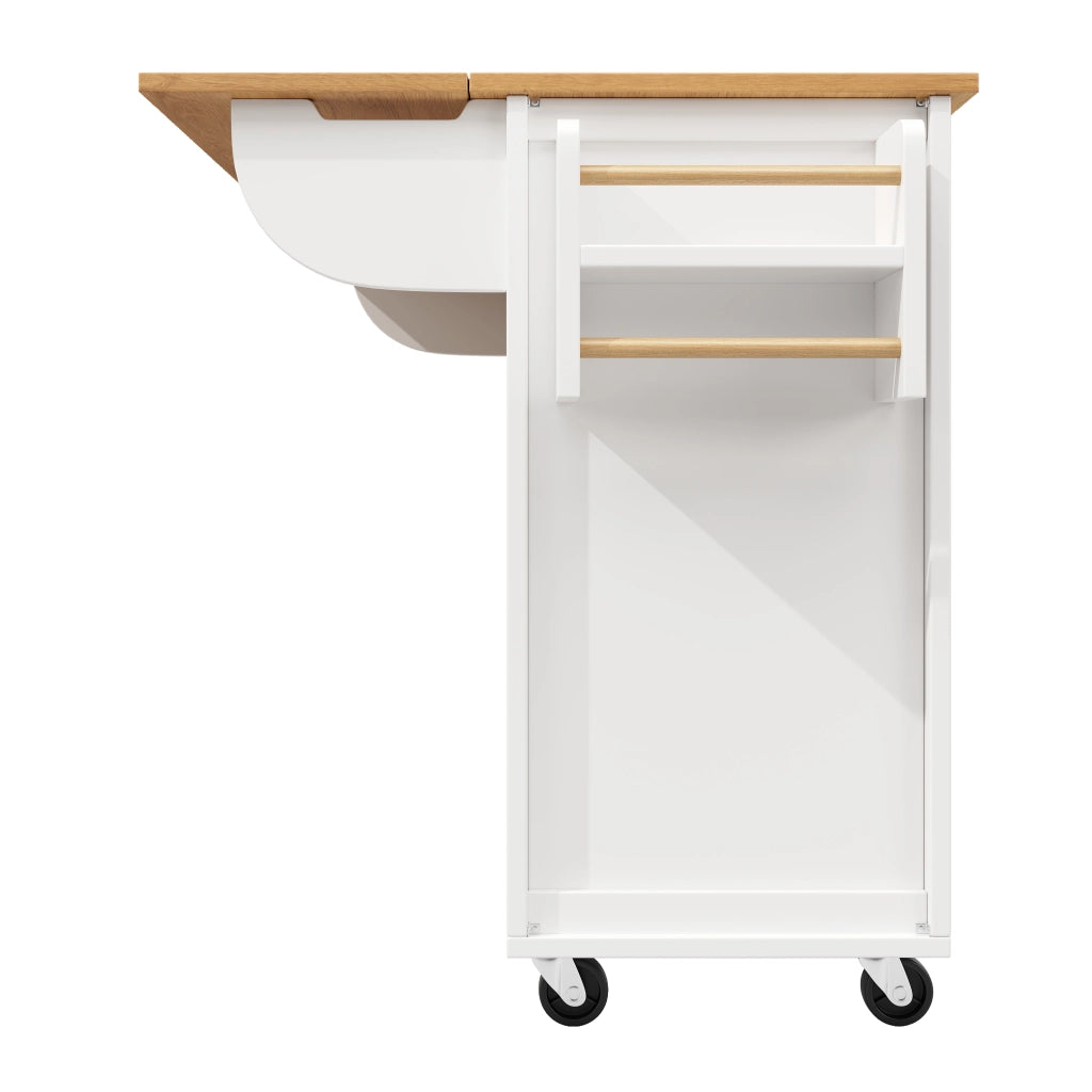 ISOLA DA CUCINA 137,9x73x92,5 cm Bianca con 4 cassetti e ruote