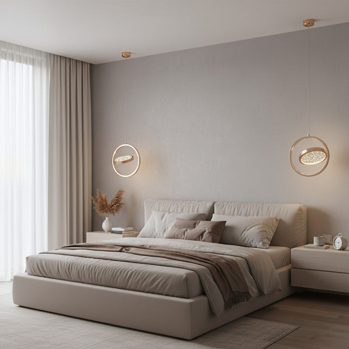 Lampadario A Sospensione In Cristallo Lhj106-1cp Light Rose Gold