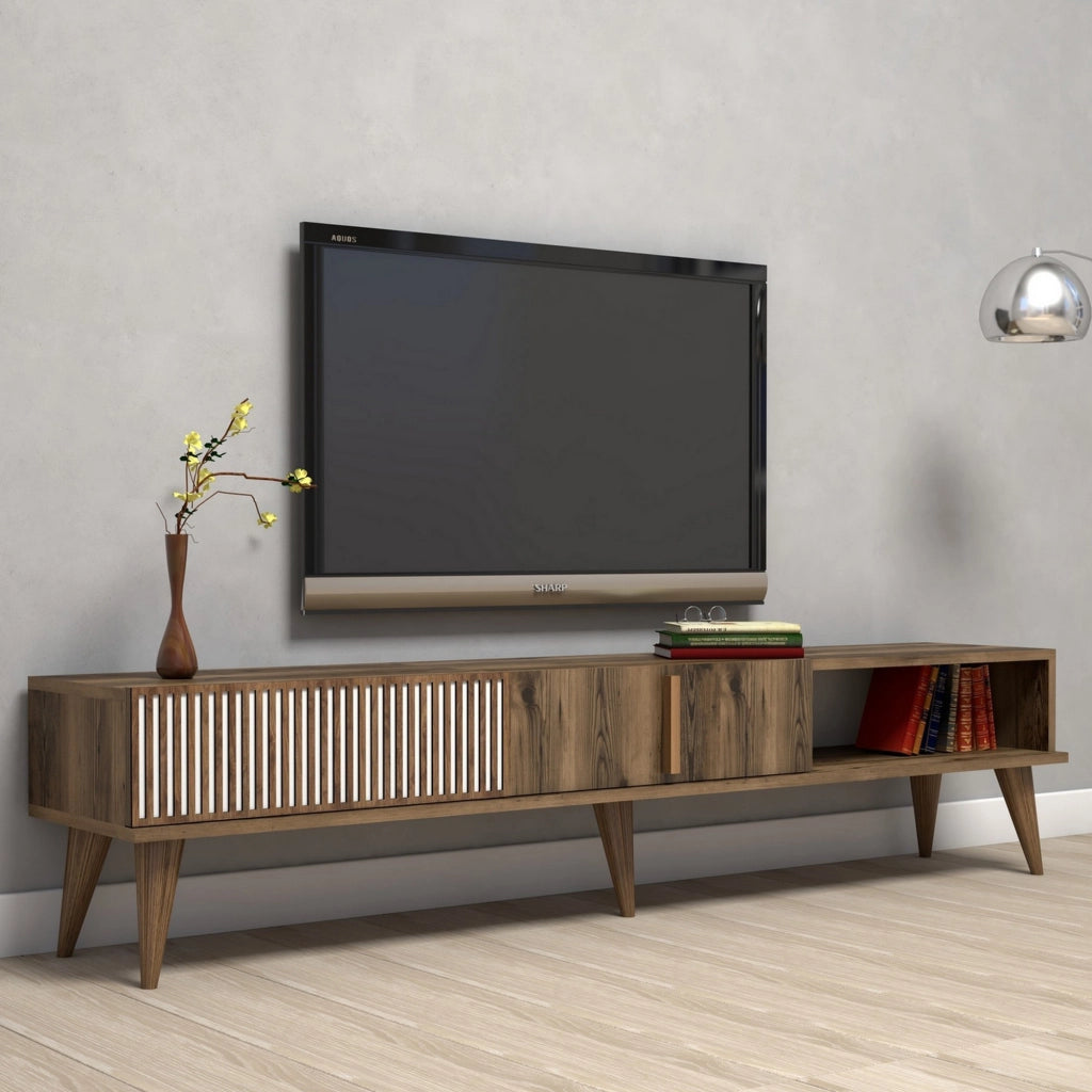Ofena, Mobile Porta tv 2 Ante, 180x35x40h cm Marrone Noce