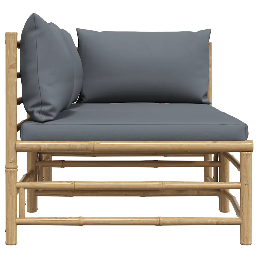 Set Divani da Giardino 2 pz con Cuscini Grigio Scuro in Bambù 313151