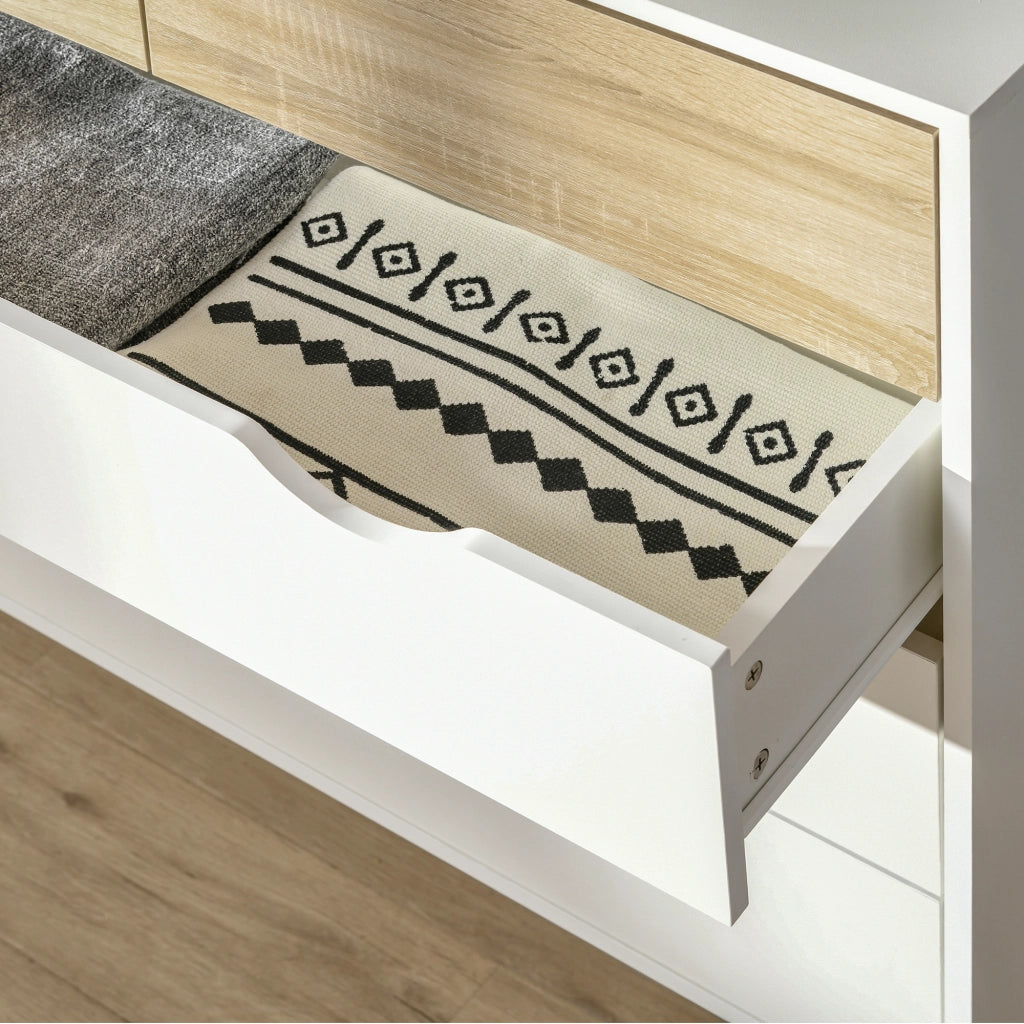 Cassettiera con 5 Cassetti ¨C Xylo ¨C Legno Bianco e Rovere 99x39x101 cm