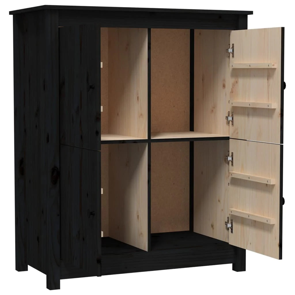 Buffet credenza cassettiera armadio mobile contenitore organizer per cucina soggiorno salotto 83 x 41,5 x 100 cm legno massello di pino nero 02_0036141