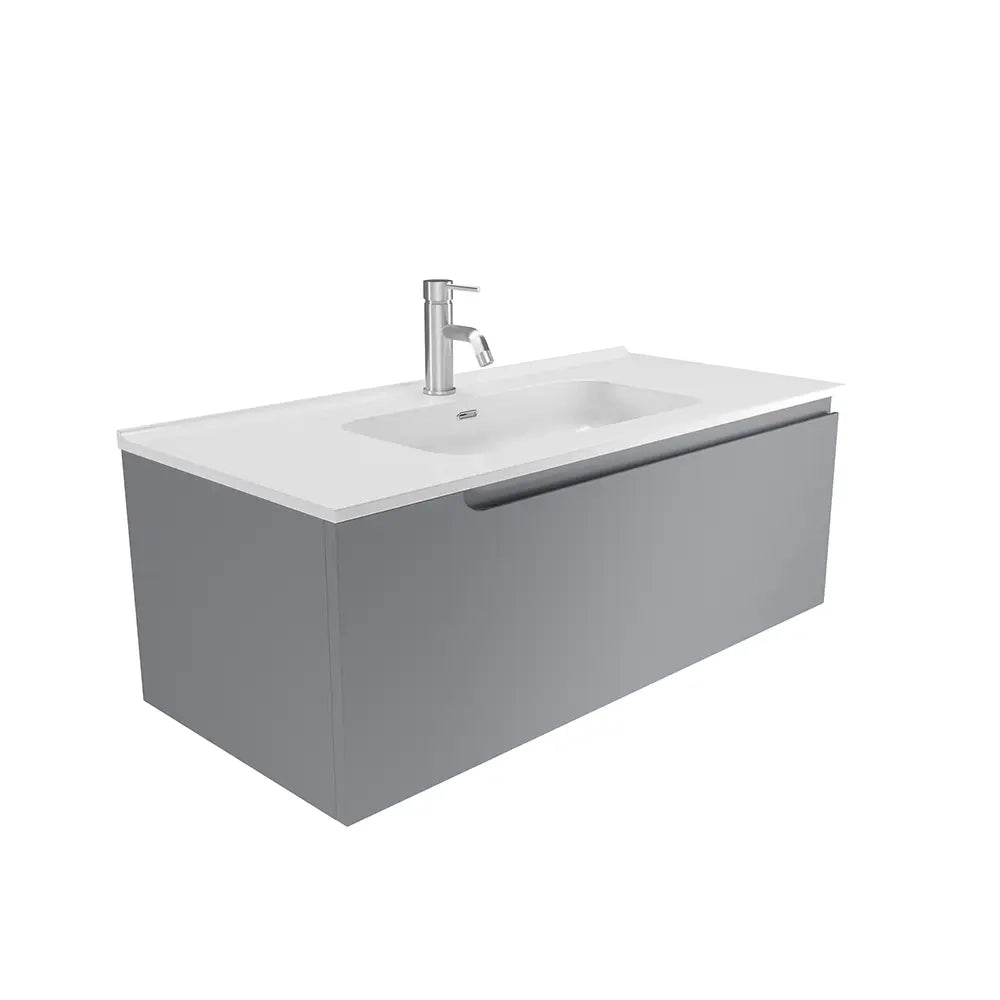 Mobile bagno sospeso 80 cm un cassetto color grigio opaco con lavabo  | Moor