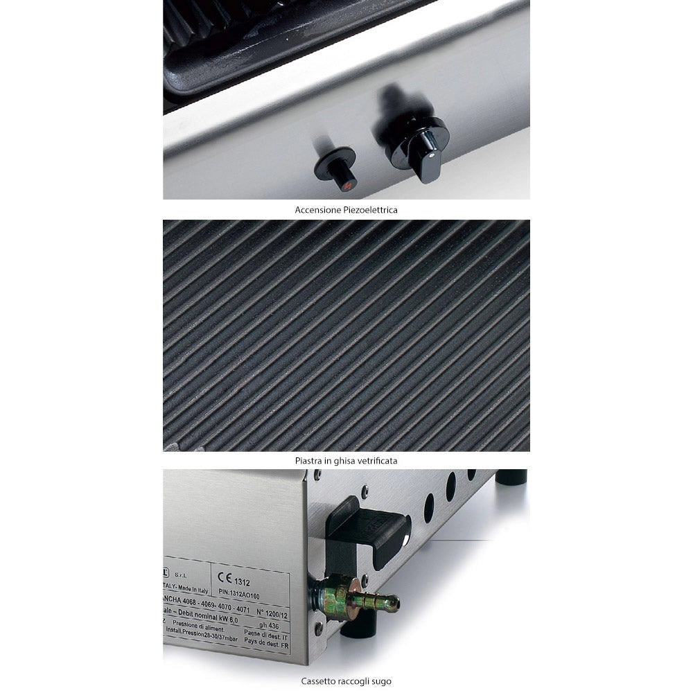 Piastra di Cottura in Ghisa a Gas GPL Ompagrill Plancha Single 4043