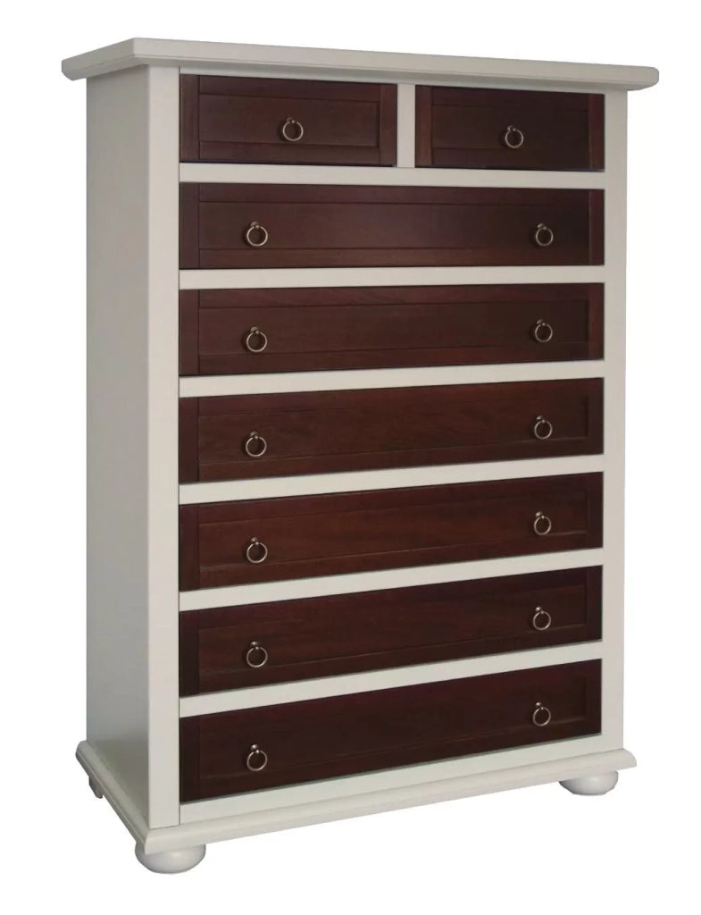Cassettiera 8 cassetti in legno arte povera shabby chic 90x40x127 - Mobili 2G