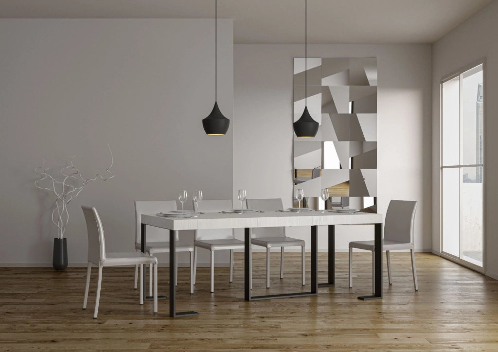 Consolle Allungabile 90-300x40x77 cm in Nobilitato Bianco