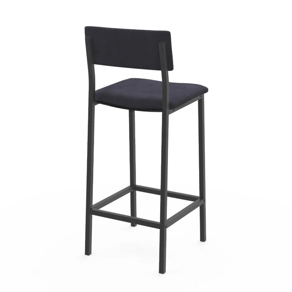 IDMarket - Set di 4 sgabelli da bar AUBIN con schienale, sedia da cucina in velluto grigio antracite