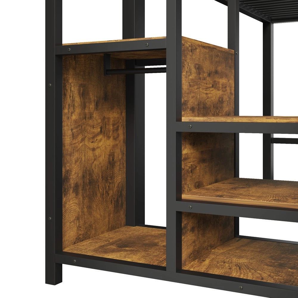 Letto a Soppalco con Cassetti e Scala ¨C Xylo ¨C Metallo Nero 140x200