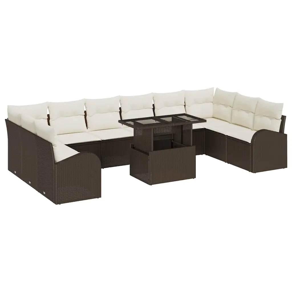 Set Divano da Giardino con cuscino 11 pcs Marrone Poly Rattan 3357451