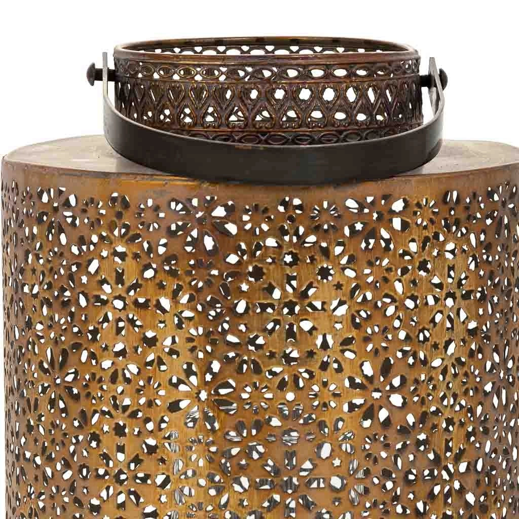 Portacandele in metallo dorato 20,5x20,5x28h cm