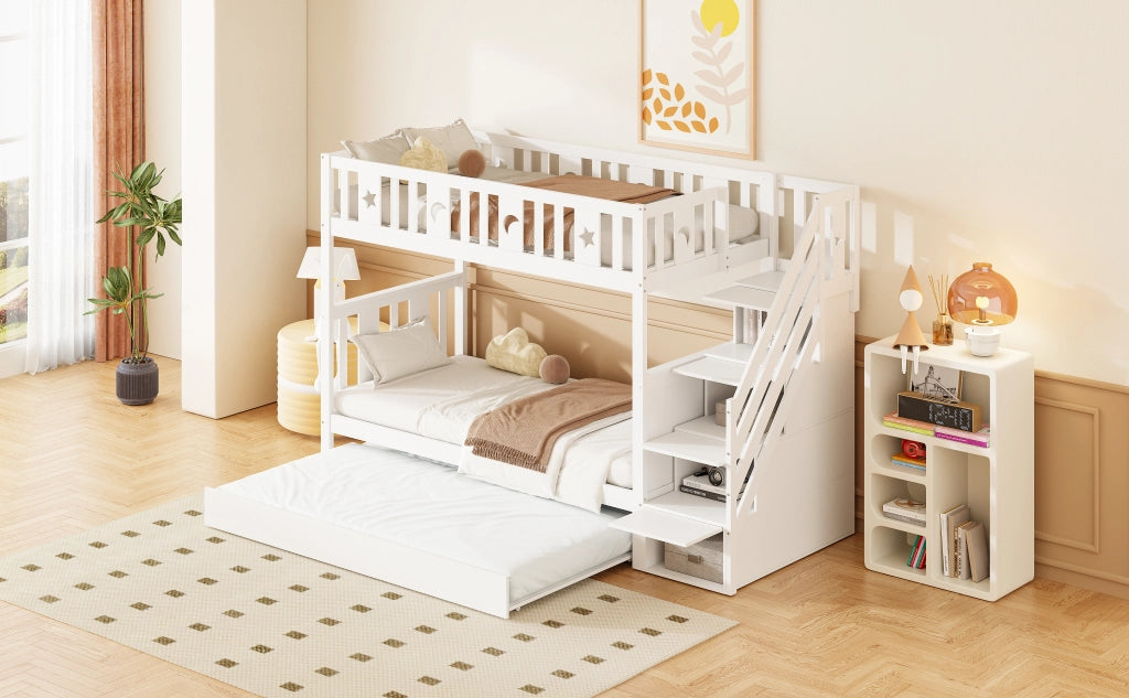 LETTO A CASTELLO CON LETTO ESTRAIBILE 90x200 cm BIANCO IN LEGNO