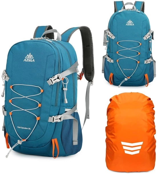 Zaino da Viaggio Impermeabile 35L - Zaino per Escursioni - Zaino per Viaggi - Sport All'Aperto - Sostenibile - Con Cappuccio Impermeabile