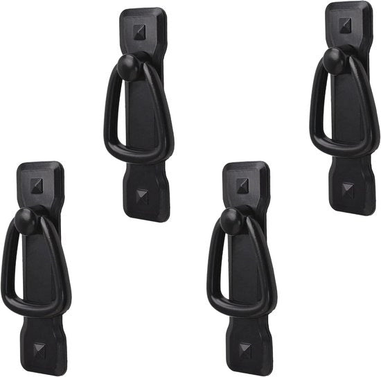 Maniglioni Premium per Mobili Vintage 4 pezzi Nero con Viti - 95 x 25 mm