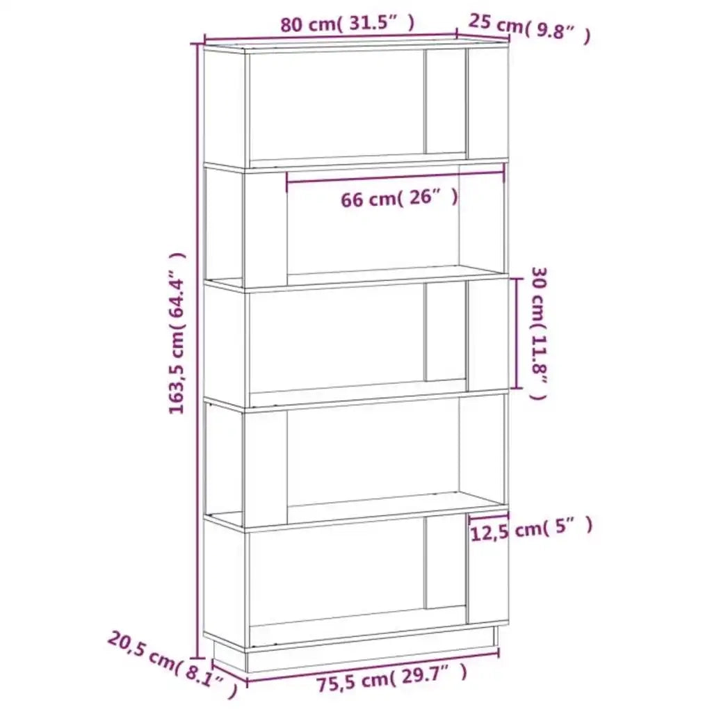 Libreria/Divisorio 80x25x163,5 cm Legno Massello di Pino 814064