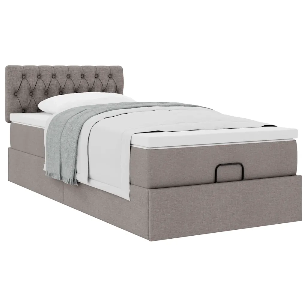 Pouf Letto con Materasso Tortora 100x200 cm in Tessuto