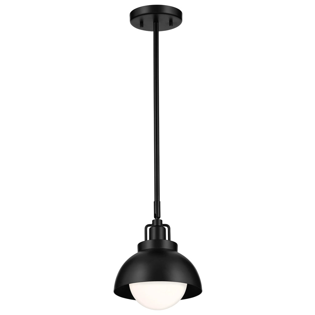 Lampada loft nera cupola vetro opale E27 NIVA Kichler
