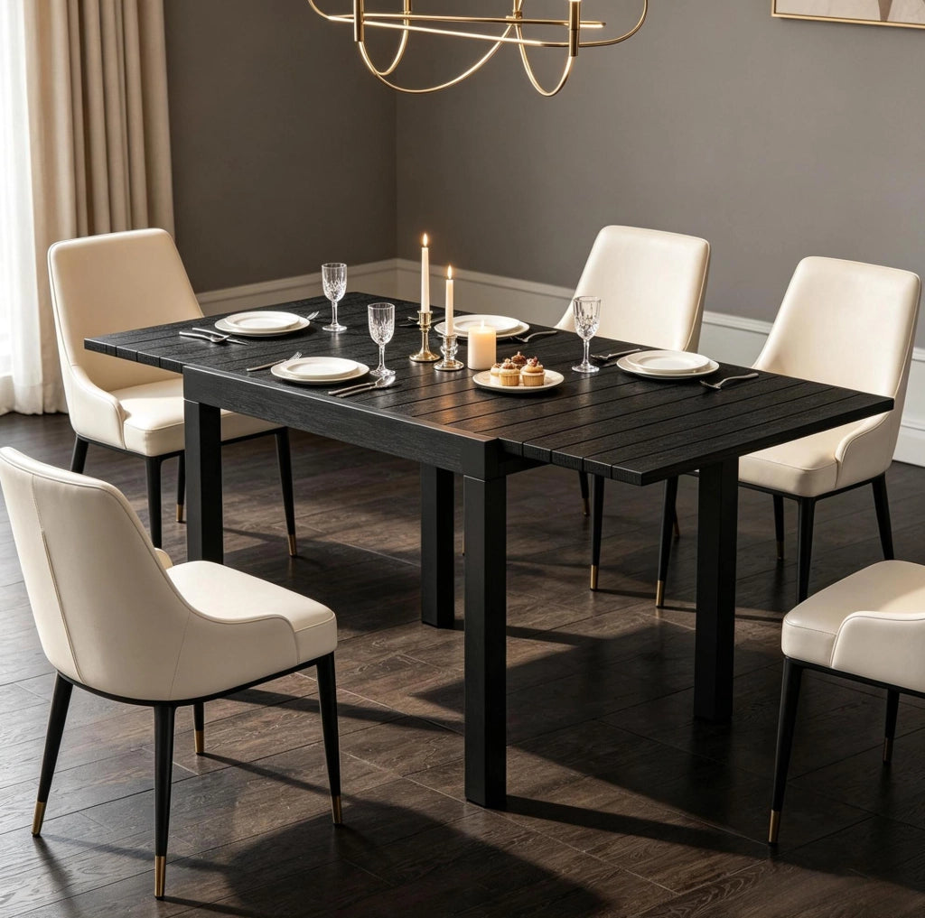 Tavolo da giardino allungabile 80/160 x 80 cm in alluminio nero