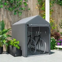 Capanno Attrezzi anti UV con Ingresso a Zip, in Acciaio Zincato e Tessuto PE,120x179x165 cm, Grigio Scuro