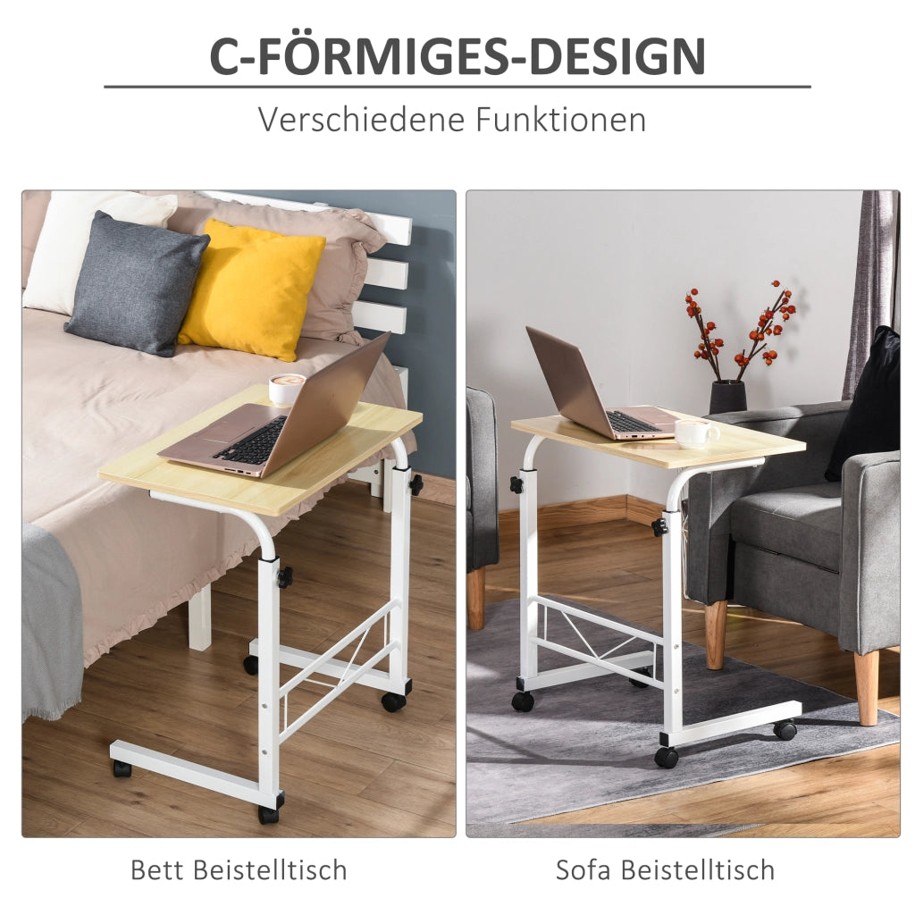 Tavolino da soggiorno mobile con ruote e freni ¨C zephmum ¨C bianco 60x40x68-78 cm
