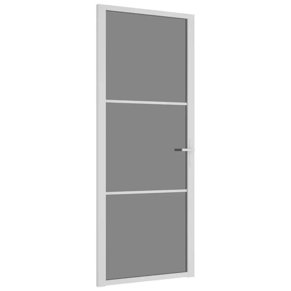 Porta Interna 83x201,5 cm Bianca in Vetro ESG e Alluminio 350585