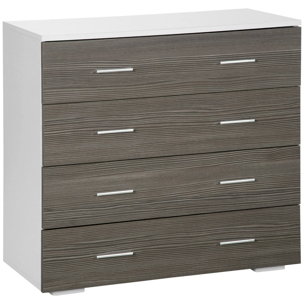 Cassettiera Camera da Letto con 4 Cassetti ¨C zephmum ¨C Legno Bianco e Grigio 76x35x72