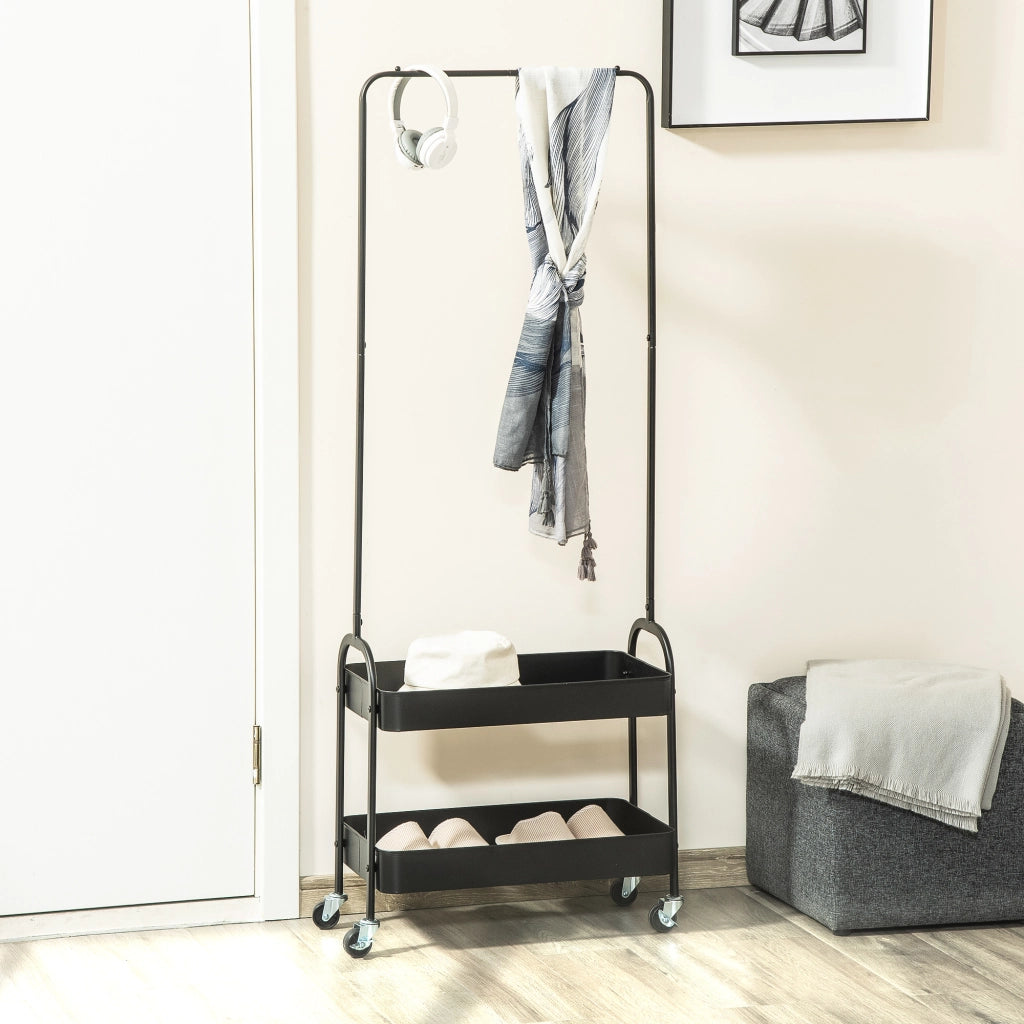 Appendiabiti mobile in metallo con ripiano per scarpe ¨C zephmum ¨C Nero