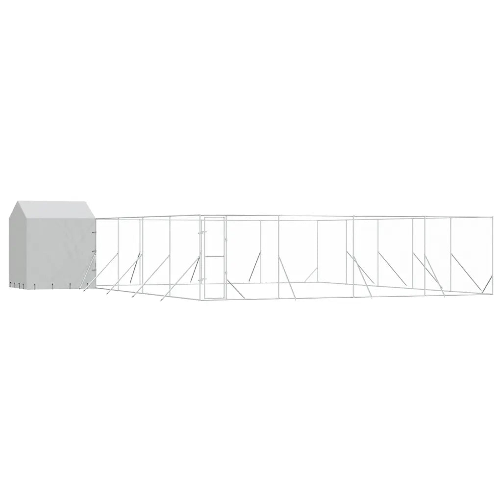 Cuccia Cani da Esterno Tetto Argento 10x10x2,5m Acciaio Zincatocod mxl 93812