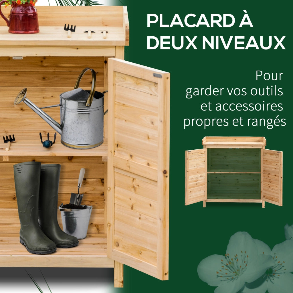 Armadio da giardino per attrezzi ¨C zephmum ¨C legno di abete massello, 83x40x92 cm
