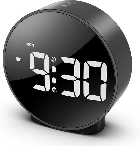Alarme digitale con funzione snooze, regolabile luminosità, modalità allarme, compatibile con giorni feriali (nero).