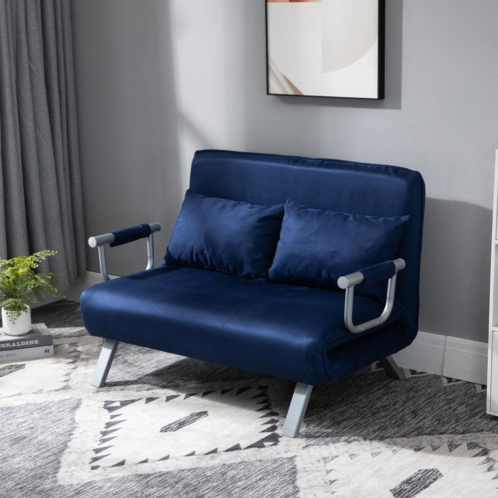 Divano letto ¨C zephmum ¨C tessuto antimacchia blu, struttura in metallo