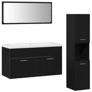 Set di mobili per il Bagno | Armadio da bagno 4 pz Rovere Nero Legno multistrato