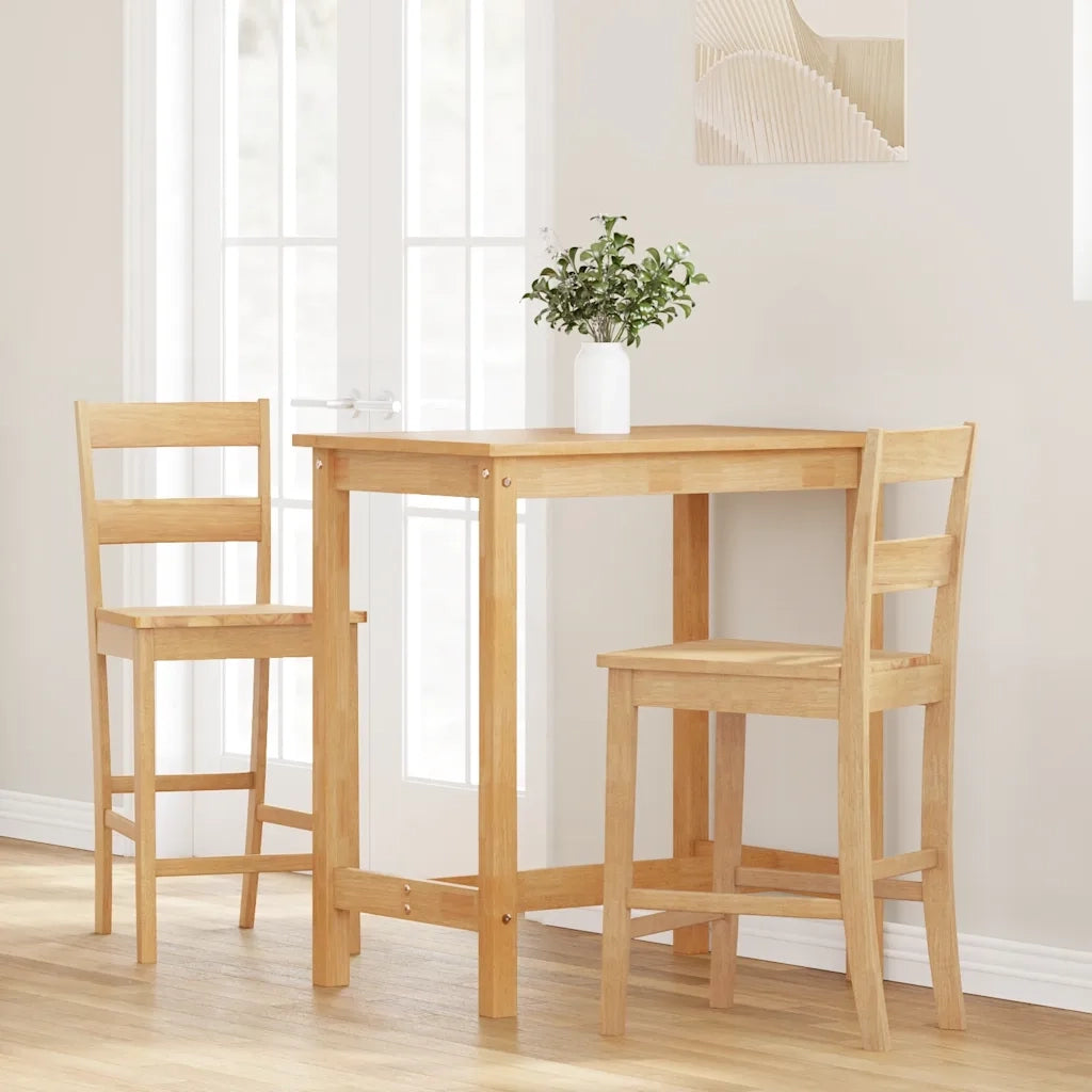 Sgabelli da Bar 2 pz Naturale Legno Massello di Hevea 4102558