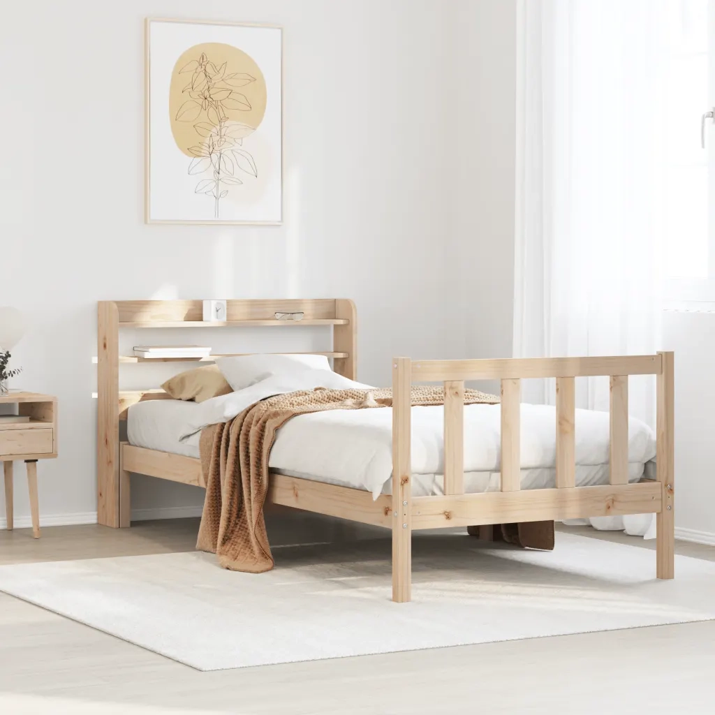 Letto senza Materasso-Struttura Letto 90x200 cm in Legno Massello di Pino 663305
