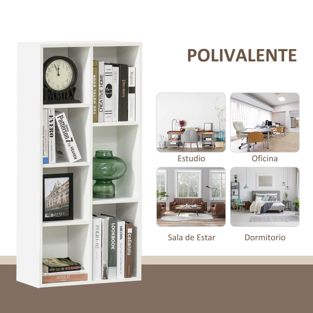 Libreria in Legno con 7 Ripiani ¨C Zephmum ¨C Bianco 50x24x106 cm