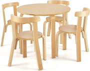 Set Tavolo e Sedie per Bambini, con Schienale Curvo in Legno, Tavolo Attività per Bambini con 4 Sedie, Capacità di Peso 25kg, 4+ Anni (naturale)