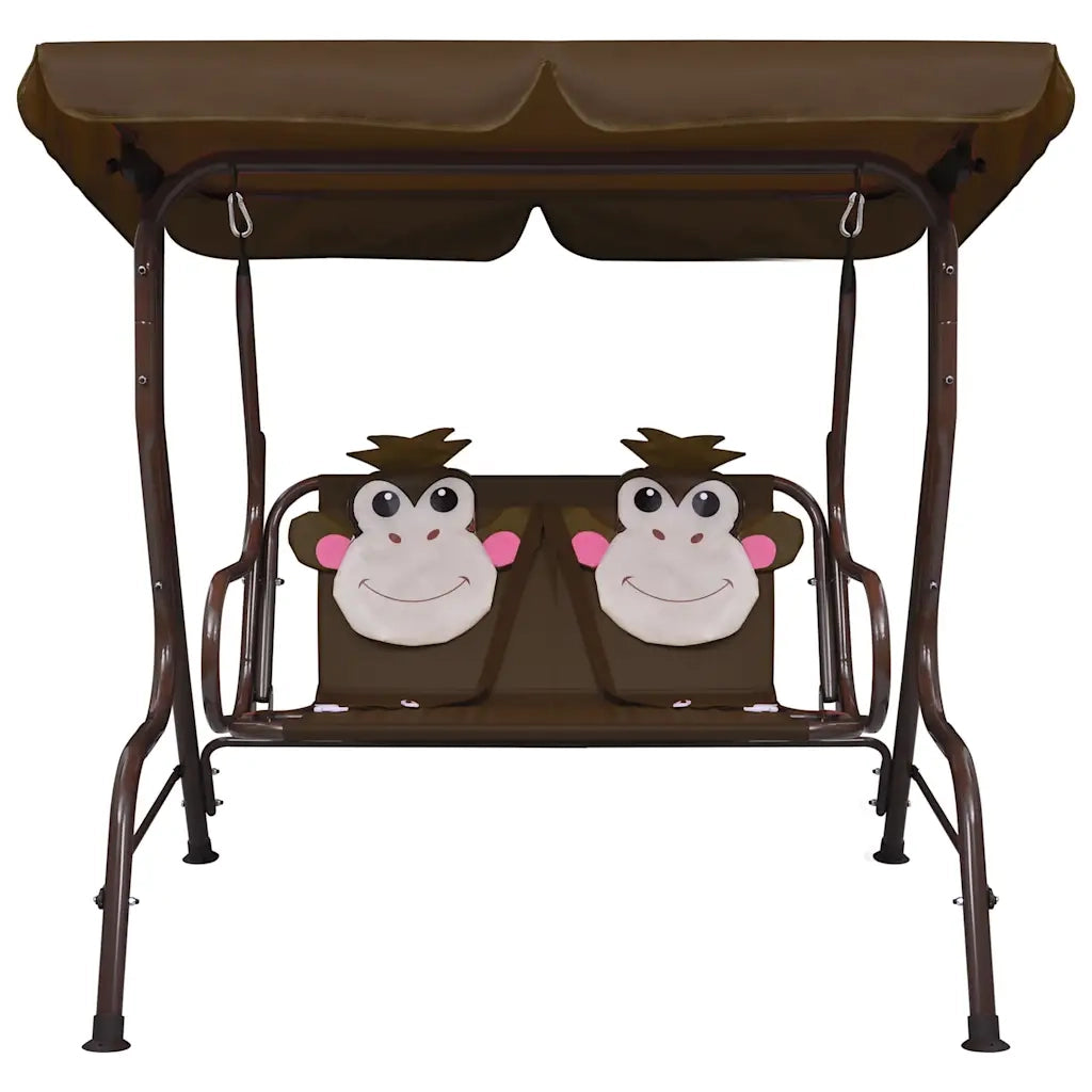 Dondolo a Panchina per Bambini Marrone 115x75x110 cm in Tessuto 48097